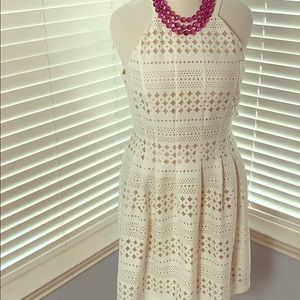 White Eliza J dress 16 NWOT mesh inlays